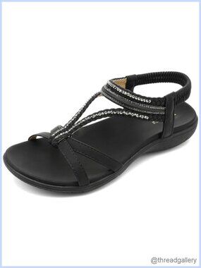 Bohemian Flat Sandals Orthopedic Cushioned Rhinestone Gladiator